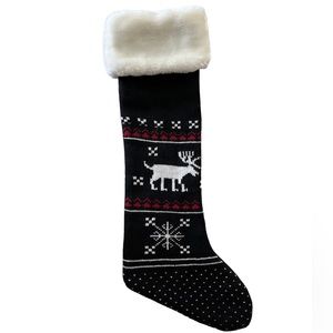 ⭐️ 4/$24 Luxurious Christmas Faux Fur Knit Stocking Black, Fair Isle Style